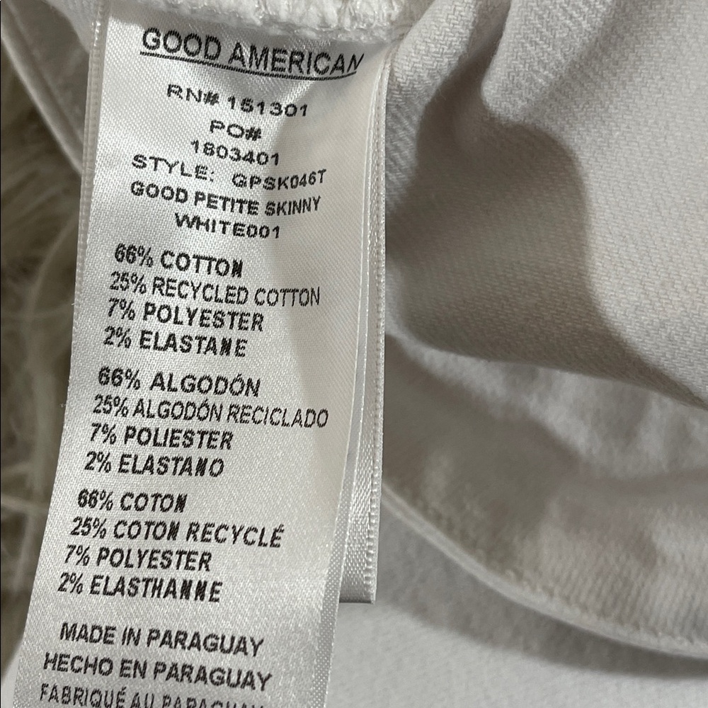 GOOD AMERICAN Good Petite Skinny Skinny White Jeans Size 15 - Picture 10 of 11